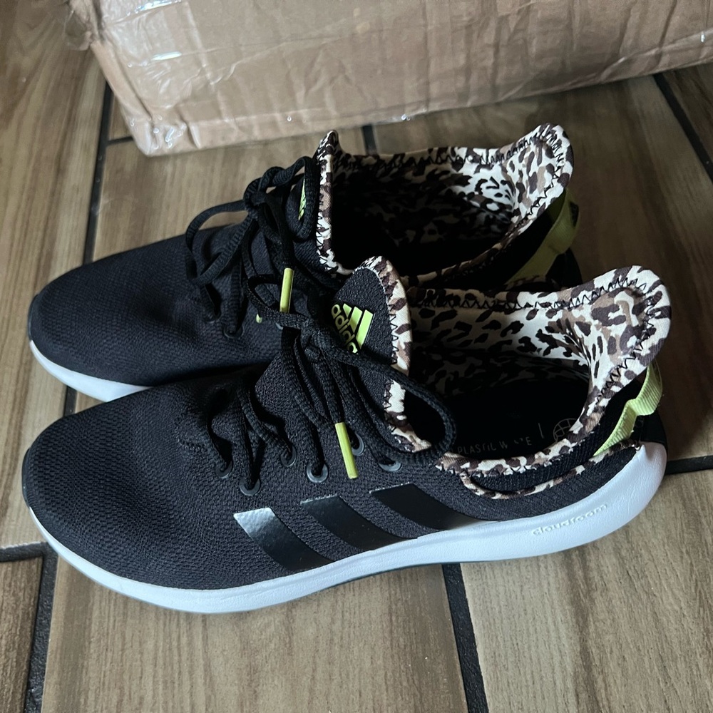 2-Pair Adidas Womens Cloudfoam Sneaker, Black/Pulse Lime & Black Lucid Pink Sz 9 - Picture 3 of 11